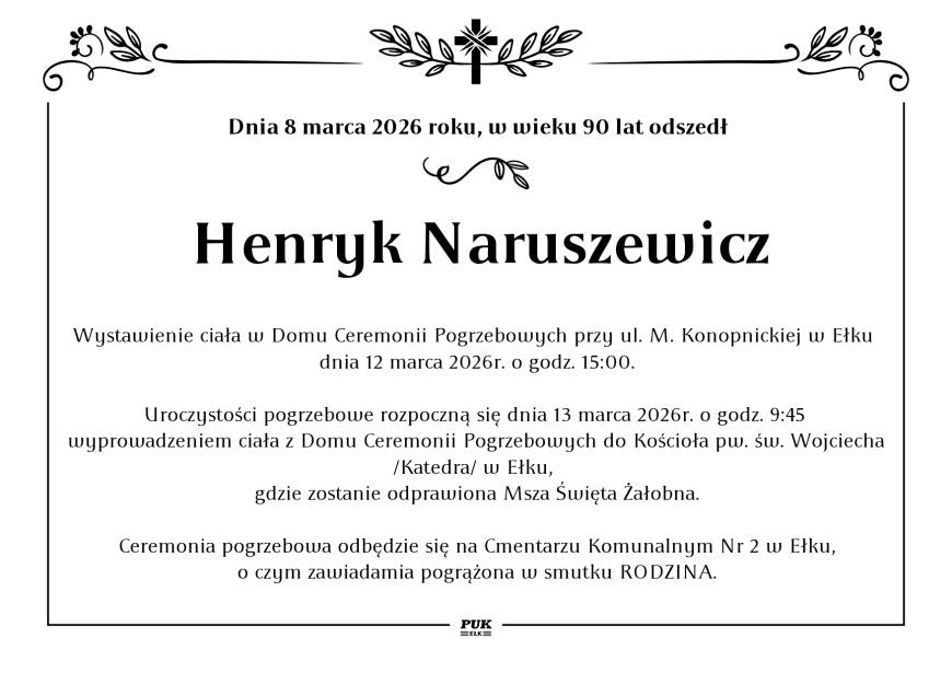Henryk Naruszewicz - nekrolog